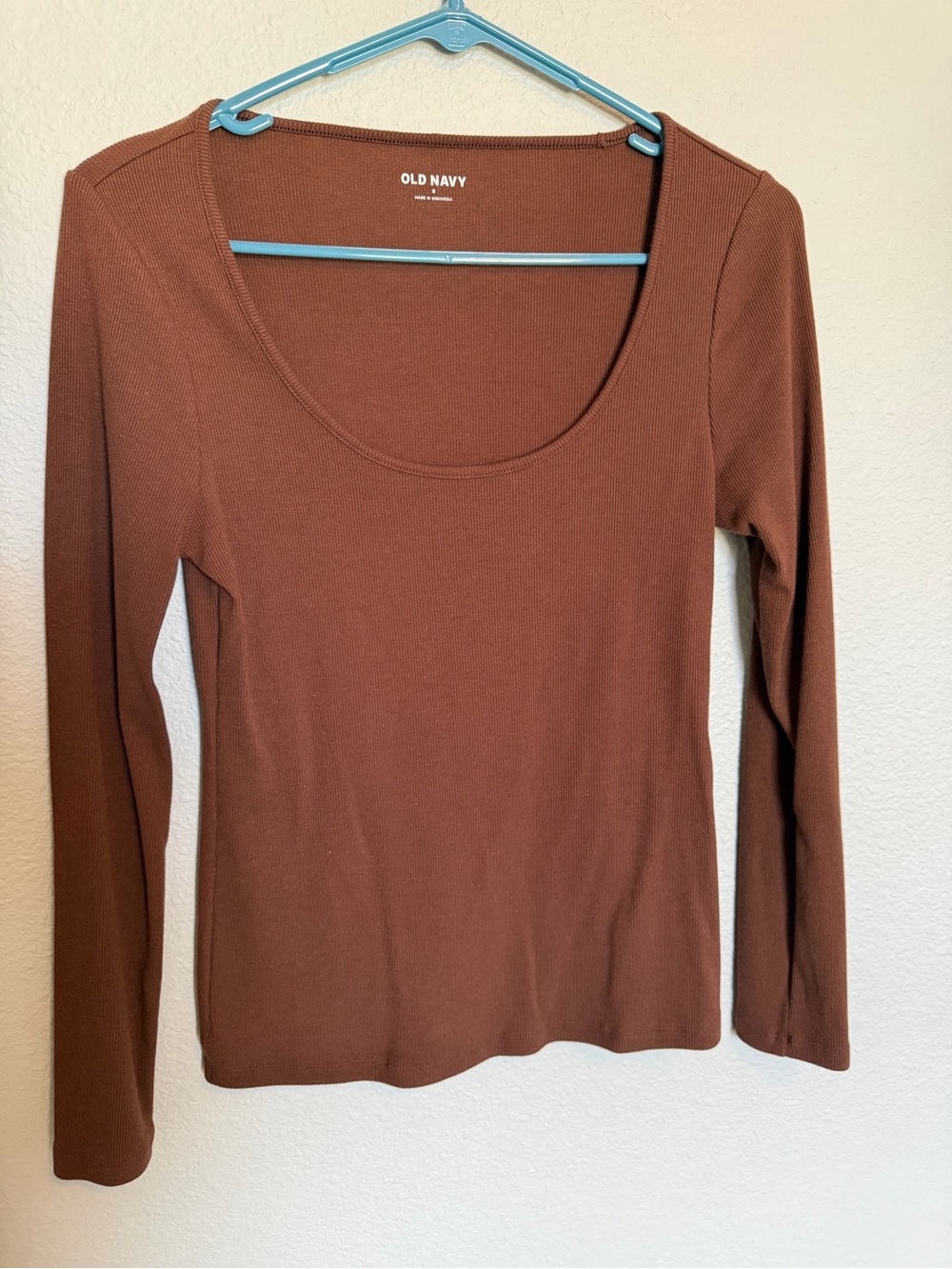 Old Navy Brown Scoop Neck Long Sleeve Top
